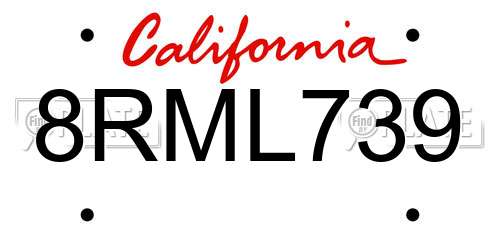 8RML739 California License Plate