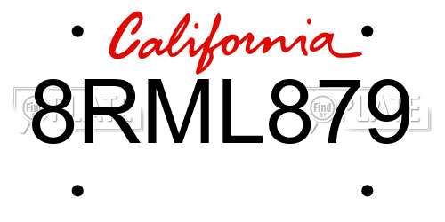 8RML879 California License Plate