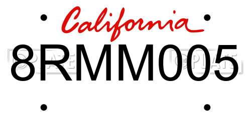 8RMM005 California License Plate