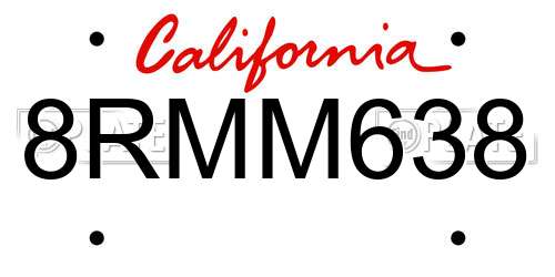 8RMM638 California License Plate