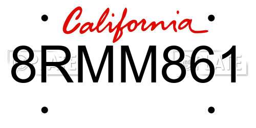 8RMM861 California License Plate