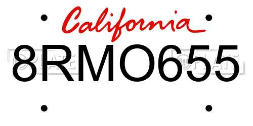 8RMO655 California License Plate