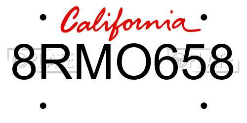 8RMO658 California License Plate