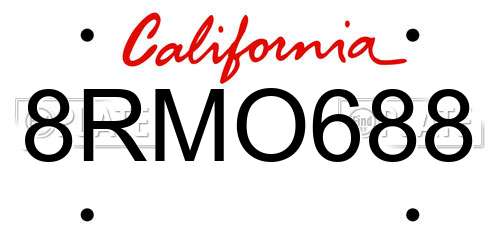 8RMO688 California License Plate