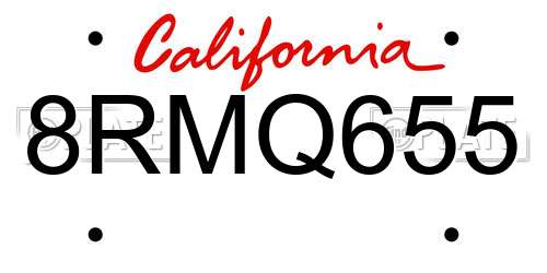 8RMQ655 California License Plate