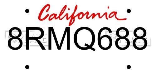 8RMQ688 California License Plate
