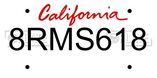 8RMS618 California License Plate