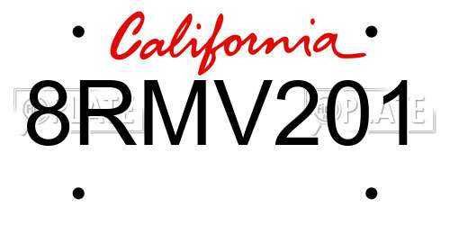 8RMV201 California License Plate