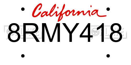 8RMY418 California License Plate