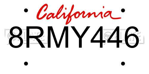 8RMY446 California License Plate