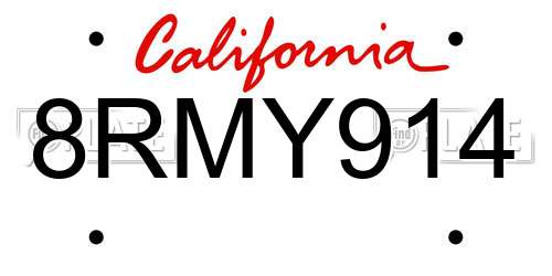 8RMY914 California License Plate