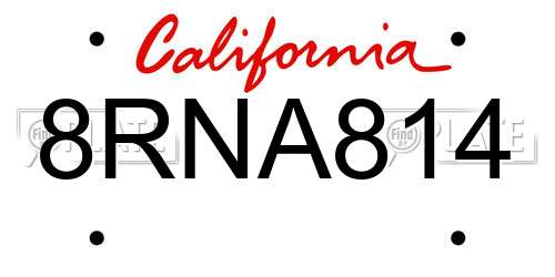 8RNA814 California License Plate