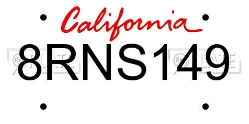 8RNS149 California License Plate