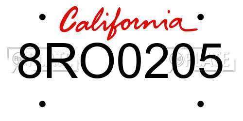 8RO0205 California License Plate