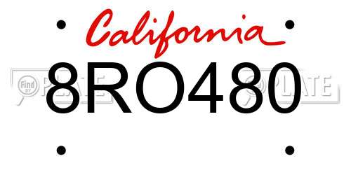 8RO480 California License Plate