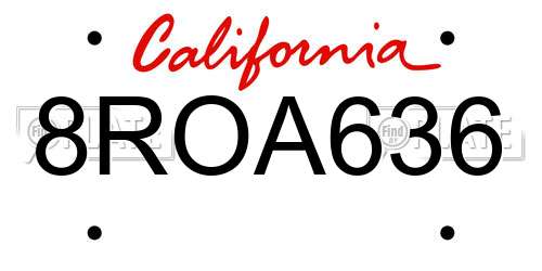 8ROA636 California License Plate