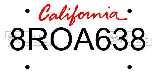 8ROA638 California License Plate