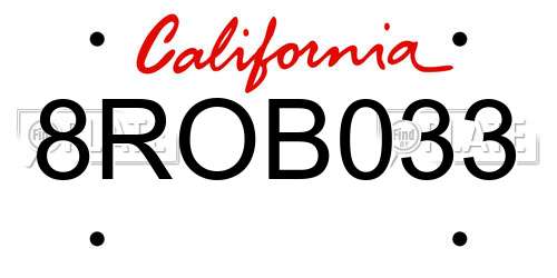 8ROB033 California License Plate