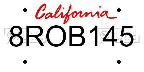 8ROB145 California License Plate