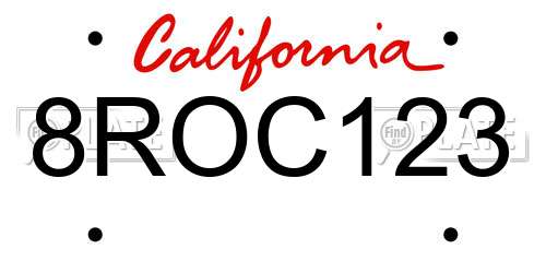 8ROC123 California License Plate