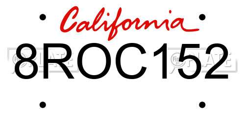 8ROC152 California License Plate