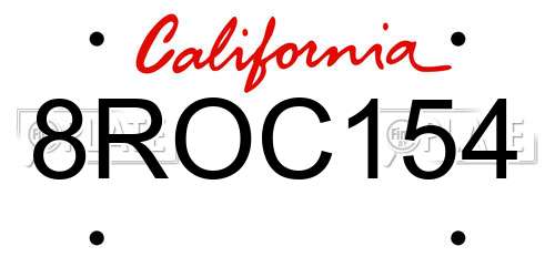 8ROC154 California License Plate