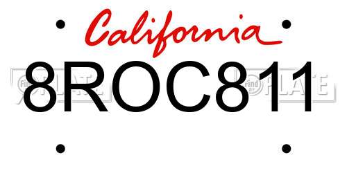 8ROC811 California License Plate