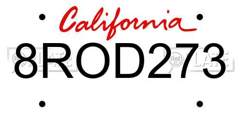 8ROD273 California License Plate
