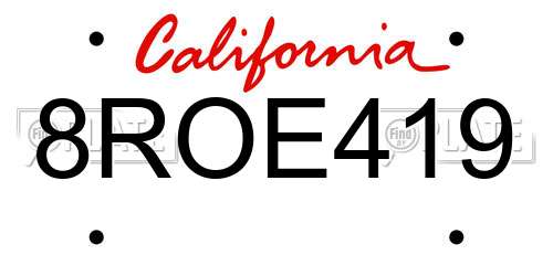 8ROE419 California License Plate