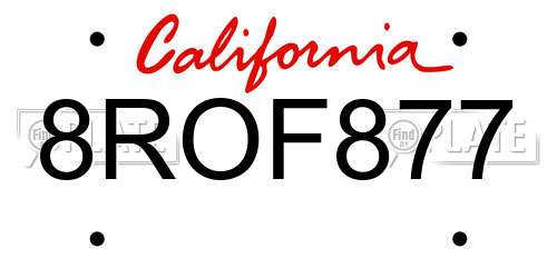 8ROF877 California License Plate