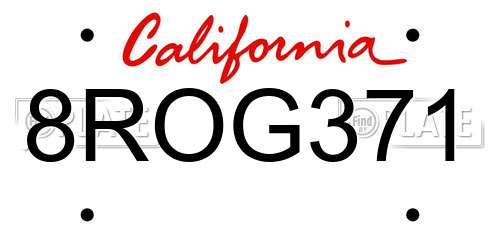 8ROG371 California License Plate