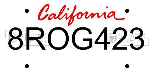 8ROG423 California License Plate