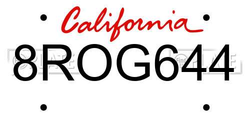 8ROG644 California License Plate