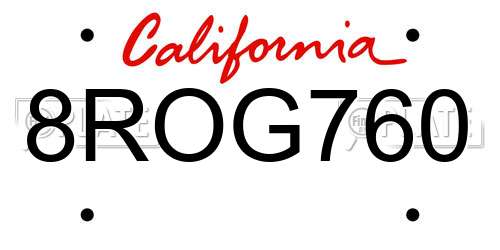 8ROG760 California License Plate
