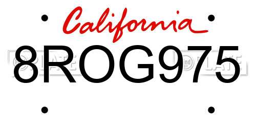 8ROG975 California License Plate