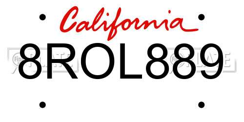 8ROL889 California License Plate