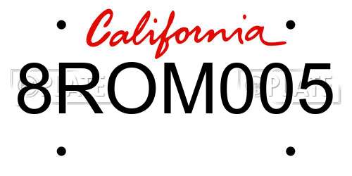 8ROM005 California License Plate