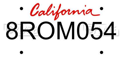 8ROM054 California License Plate