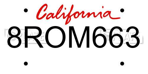 8ROM663 California License Plate