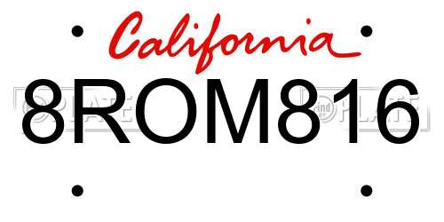 8ROM816 California License Plate