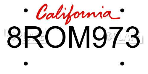 8ROM973 California License Plate