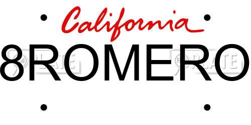 8ROMERO California License Plate