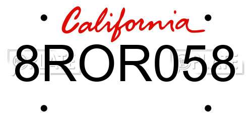 8ROR058 California License Plate