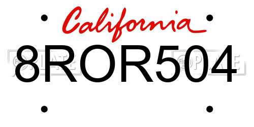 8ROR504 California License Plate