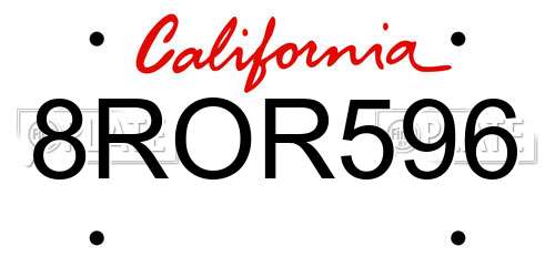 8ROR596 California License Plate
