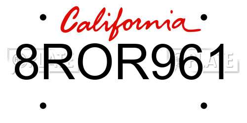 8ROR961 California License Plate