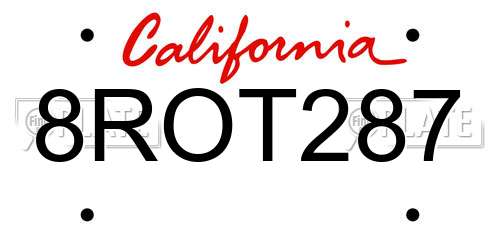 8ROT287 California License Plate