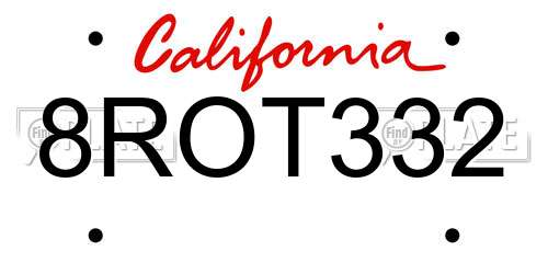8ROT332 California License Plate