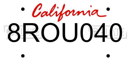8ROU040 California License Plate