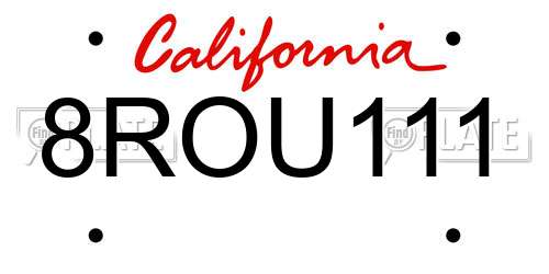 8ROU111 California License Plate